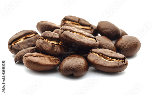 A close-up image of rich, roasted coffee beans, showcasing their texture and sheen, ideal for coffee lovers and culinary projects.