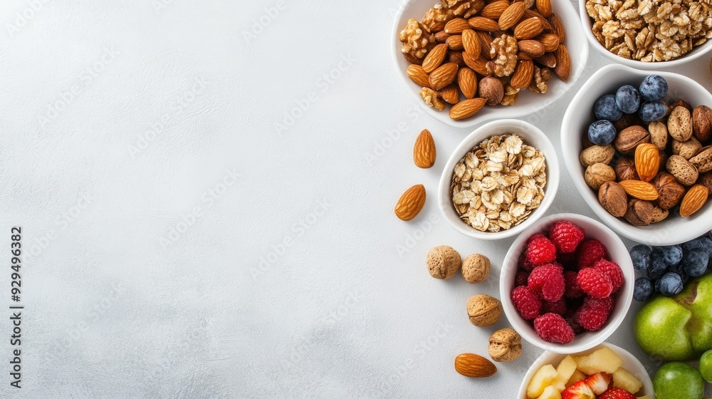 A meal plan template with healthy snacks like nuts and fruits arranged around it, with ample space for text. A meal plan template with healthy snacks like nuts and fruits arranged around it, with ample space for text.