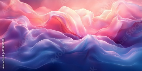 A vibrant and flowing abstract image featuring soft, wavy fabric-like textures in a gradient of colors, ranging from pinks and purples to blues