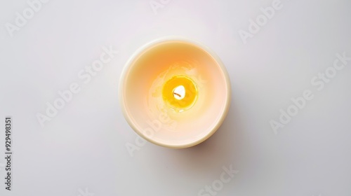 Round aromatic candle is aglow with a soft yellow flame, creating a cozy and welcoming atmosphere