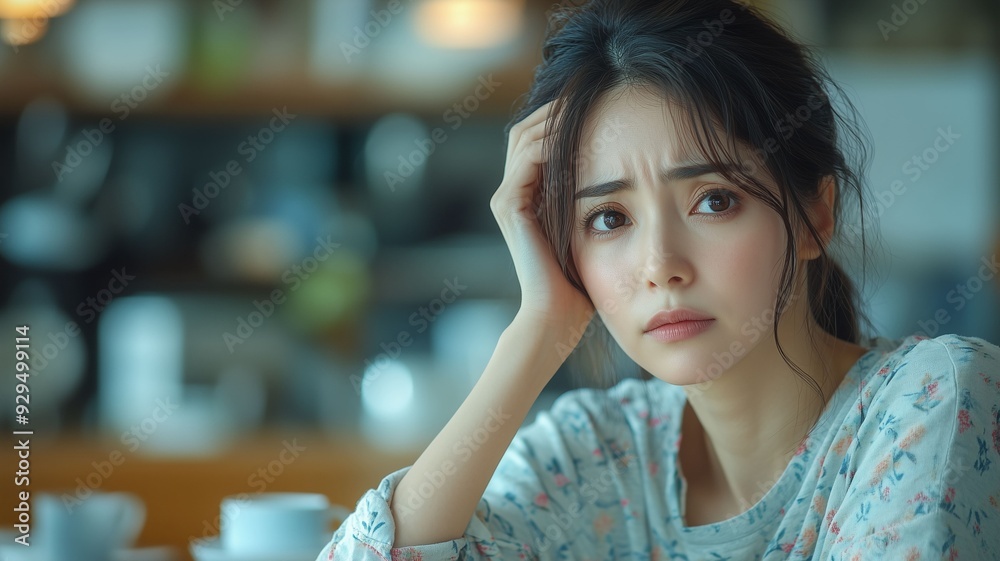 体調不良の日本人女性 体調不良の日本人女性