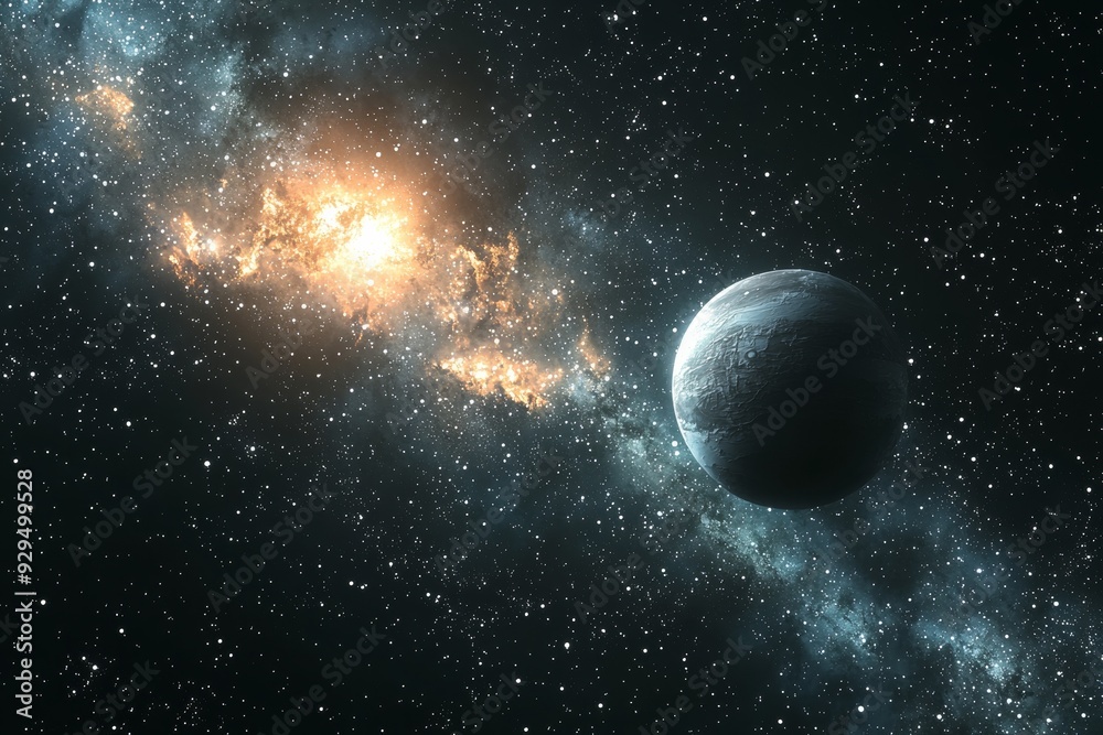 Obraz premium Space cosmic illustration with planets scene created with Generative AI