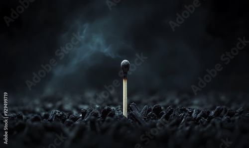 Cinematic Image of Unlit Match Among Burnt Matches Symbolizing Potential
