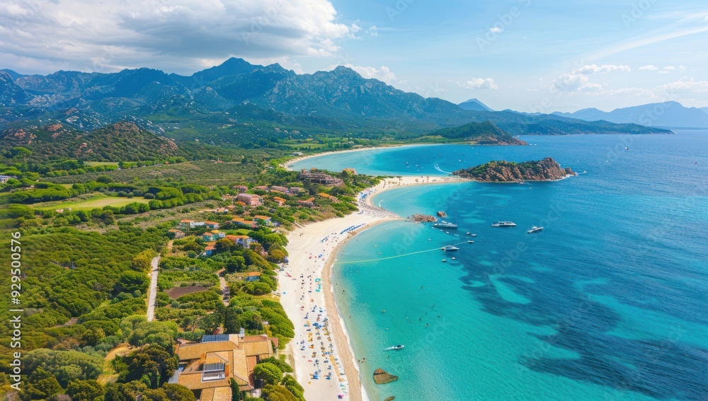 Naklejka premium Aerial View of a Secluded Beach in Sardinia