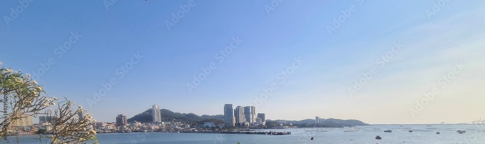 Chonburi sea skyline, building sea with blue sky, Thailand Chonburi sea skyline, building sea with blue sky, Thailand