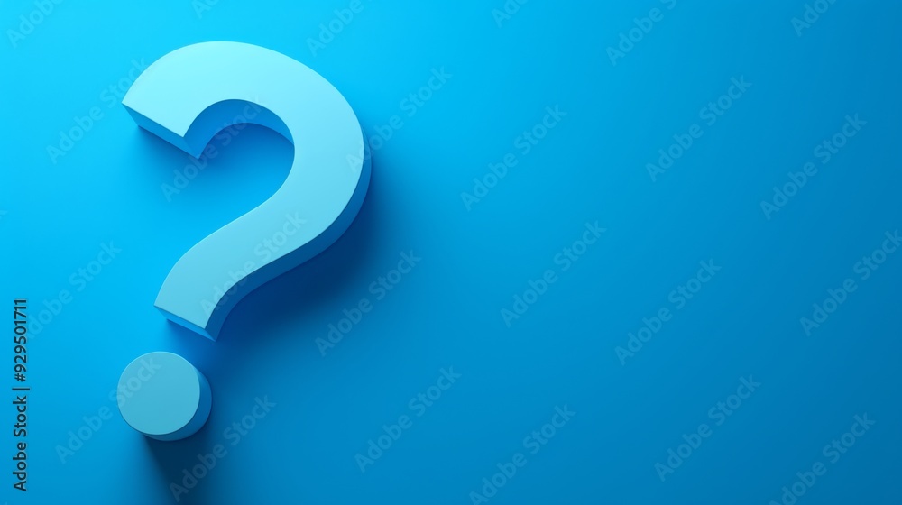 Question mark on blue wall background, banner, copy space Question mark on blue wall background, banner, copy space