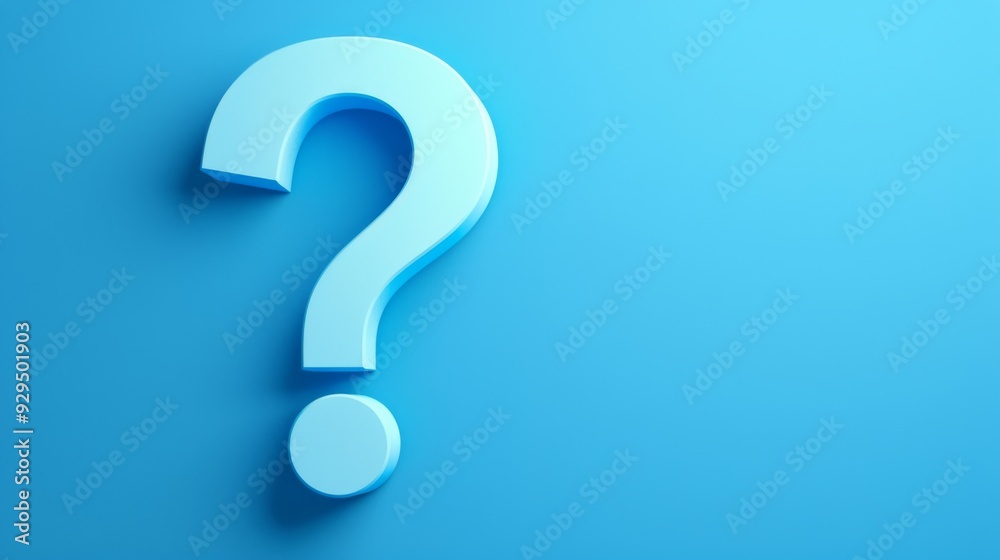 Question mark on blue wall background, banner, copy space Question mark on blue wall background, banner, copy space