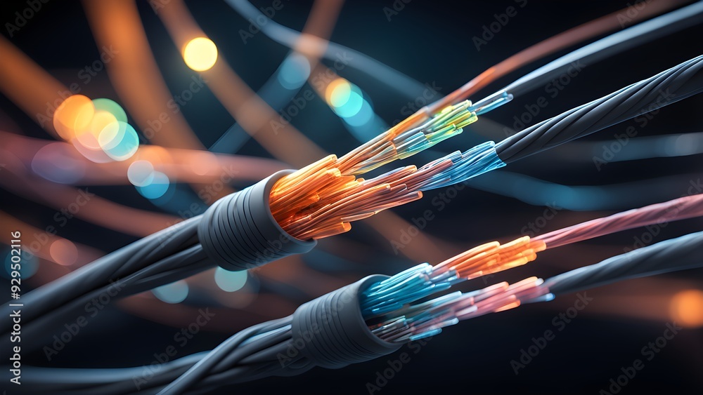 A colorful wire with a blue and orange section
