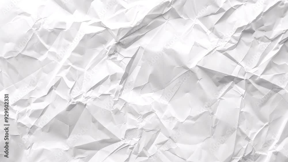 White crumpled paper texture background. Stop motion animation. Seamless looping