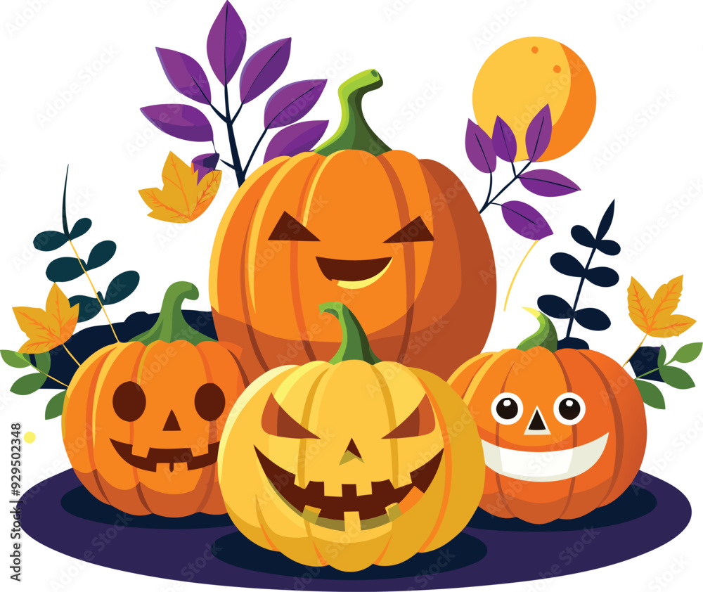 Fototapeta premium Halloween Pumpkin Vector Cartoon Illustration for Spooky Design Festive Art And TShirt Design
