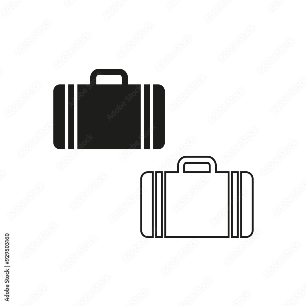 Travel suitcase icons. Bold and outlined. Minimal vector design. Black and white. Travel suitcase icons. Bold and outlined. Minimal vector design. Black and white.
