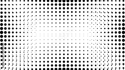 Black and white dots background. Grunge halftone gradient background. 