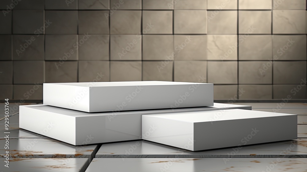 Blank white product podium pedestal, a platform for design, stage platform, showcase, isolated on minimalism gray abstract background Blank white product podium pedestal, a platform for design, stage platform, showcase, isolated on minimalism gray abstract background