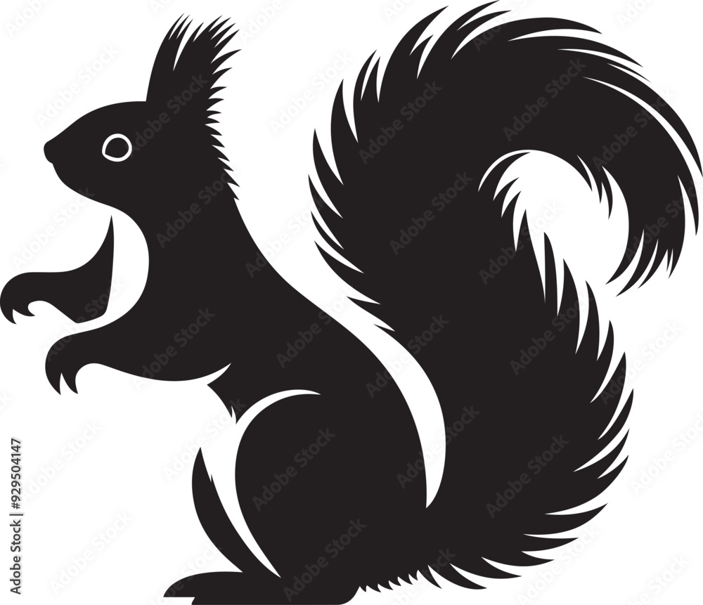 Premium Squirrel Silhouette Vector for Educational Graphics