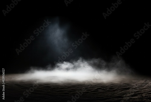 A Spotlight Illuminates Fog on a Dark Surface