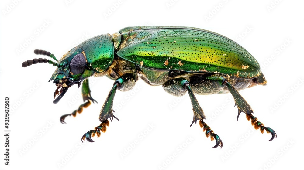 Metallic Green Beetle on White Background Metallic Green Beetle on White Background