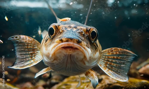 Underwater photo of The Catfish (Silurus Glanis). photo