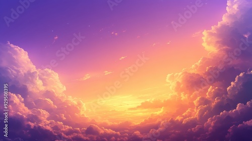 A vibrant sunset sky with colorful clouds, evoking a serene and tranquil atmosphere.