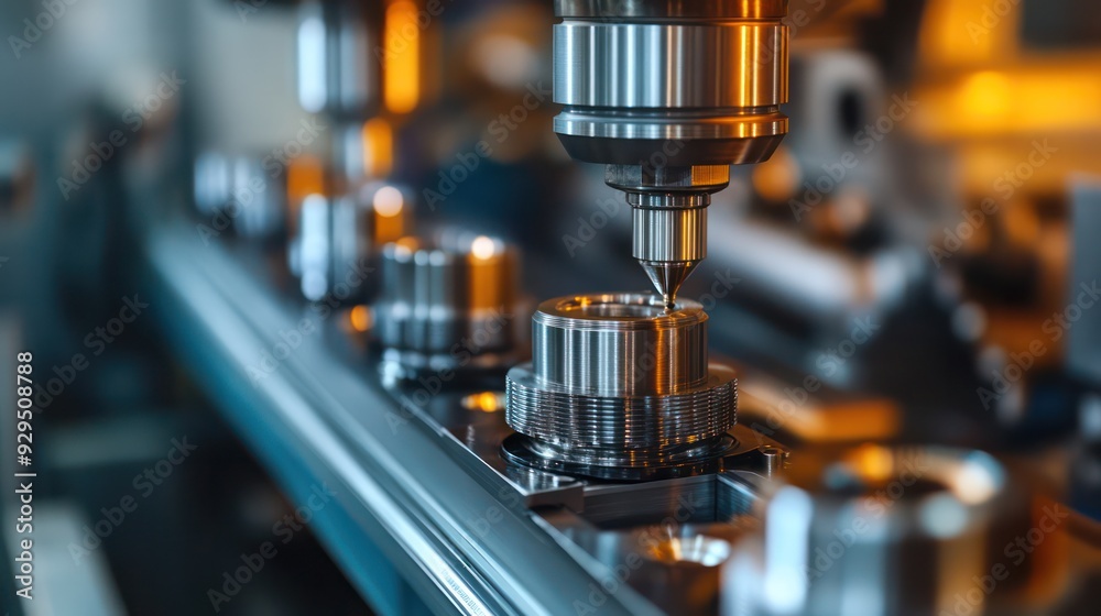 Close up of precision engineering tools in use within a sophisticated manufacturing facility. Close up of precision engineering tools in use within a sophisticated manufacturing facility.