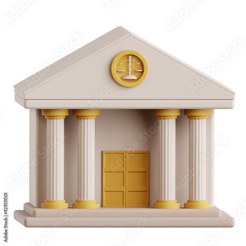 Court Building 3D Icon Illustration