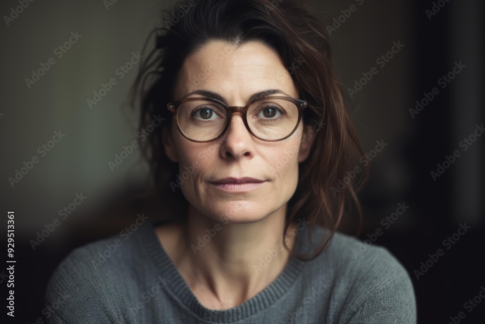 An adult with curly hair and glasses is focusing intently, perhaps feeling calm and pensive, Suitable for depicting contemplation, intelligence, and everyday life scenarios in editorial, educational An adult with curly hair and glasses is focusing intently, perhaps feeling calm and pensive, Suitable for depicting contemplation, intelligence, and everyday life scenarios in editorial, educational