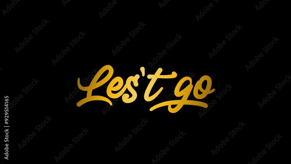 animated text let's go with gold color for greeting.