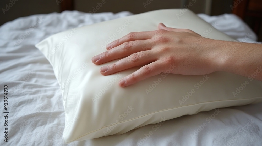 Hand Resting on a White Pillow Hand Resting on a White Pillow