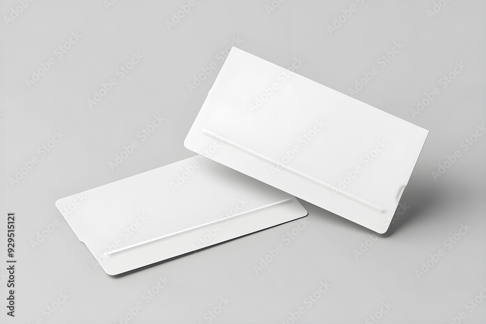 White Blank Ticket Voucher 3D Mockup with Grey background White Blank Ticket Voucher 3D Mockup with Grey background