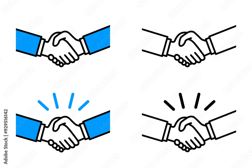 Fototapeta premium 握手する手のイラストセット
