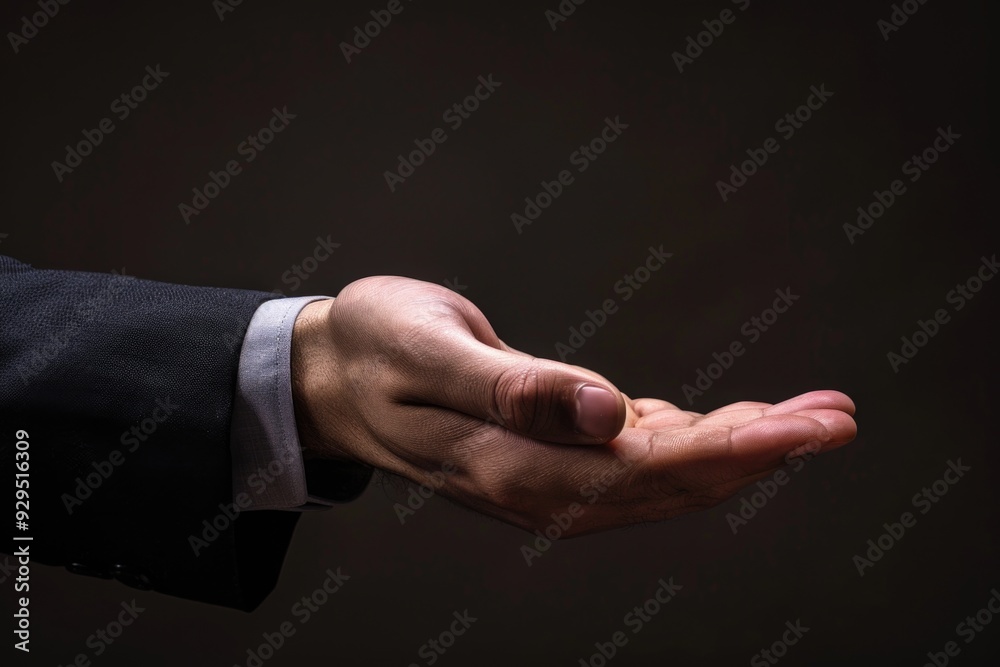 Fototapeta premium A person in formal attire offering their hand in greeting or assistance