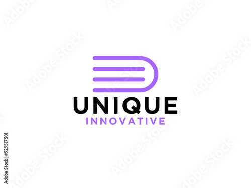 Book Logo Education Symbol. Geometric Linear Rounded Style Initial isolated on White Background.