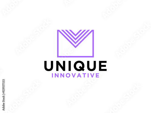 Square Rounded Line Letter M Mail Logo.