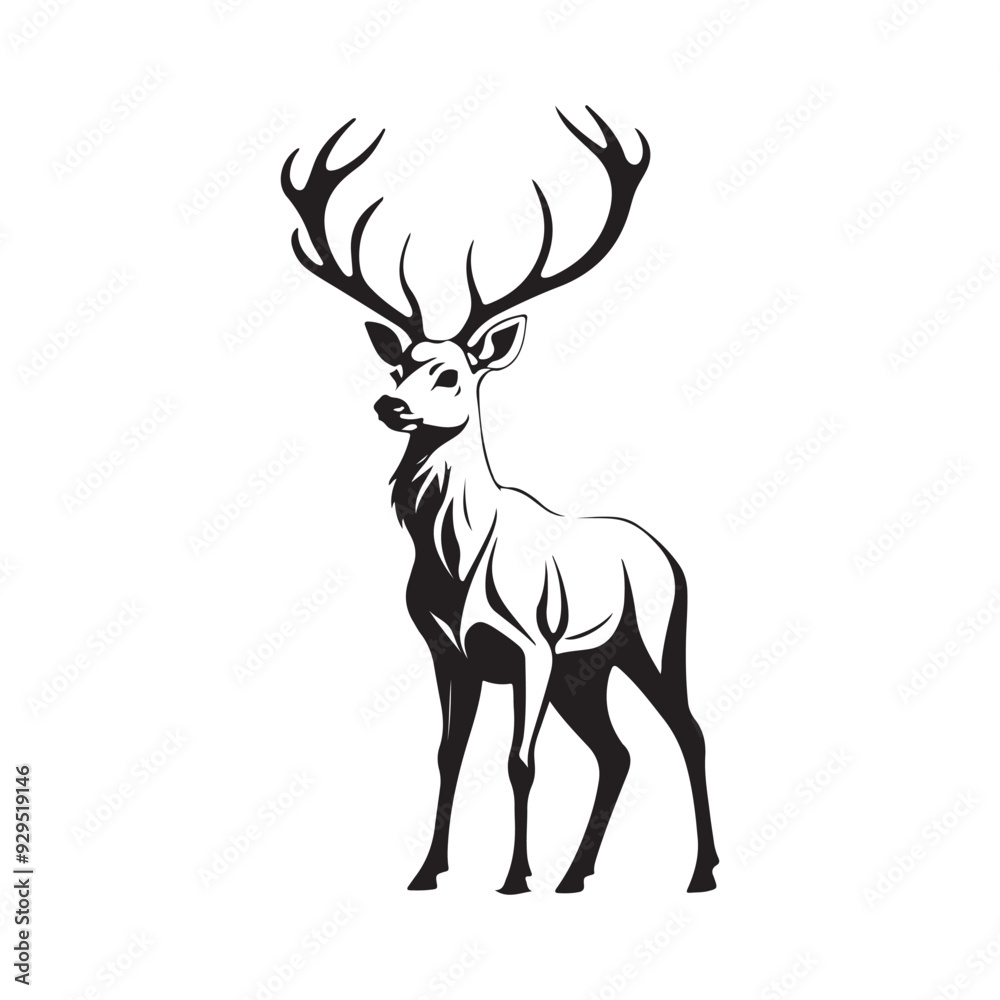 line art Deer on white background. sketch style. Vector graphic icon animal. line art Deer on white background. sketch style. Vector graphic icon animal.