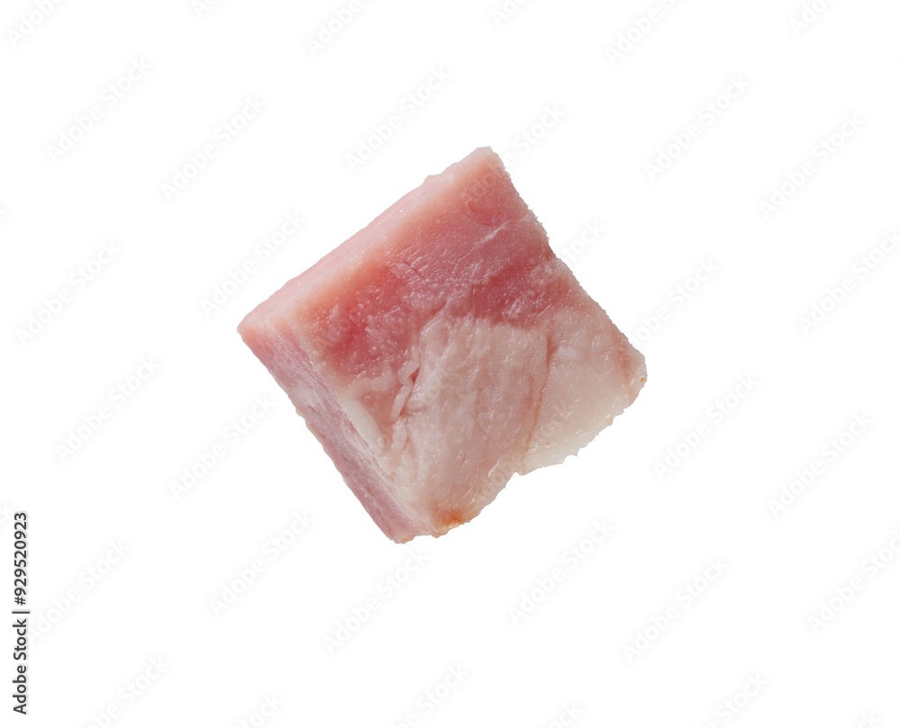Cube of raw bacon isolated on white Cube of raw bacon isolated on white