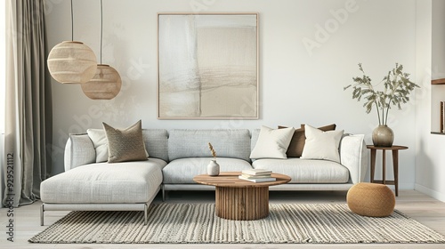 Modern Living Room with Sectional Sofa and Abstract Artwork