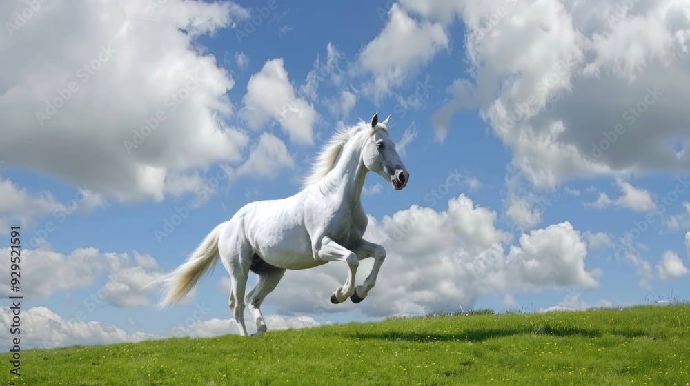 White Horse Running on a Green Field White Horse Running on a Green Field