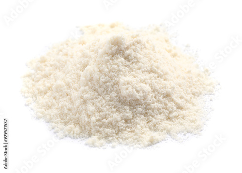 Heap of coconut flour isolated on white