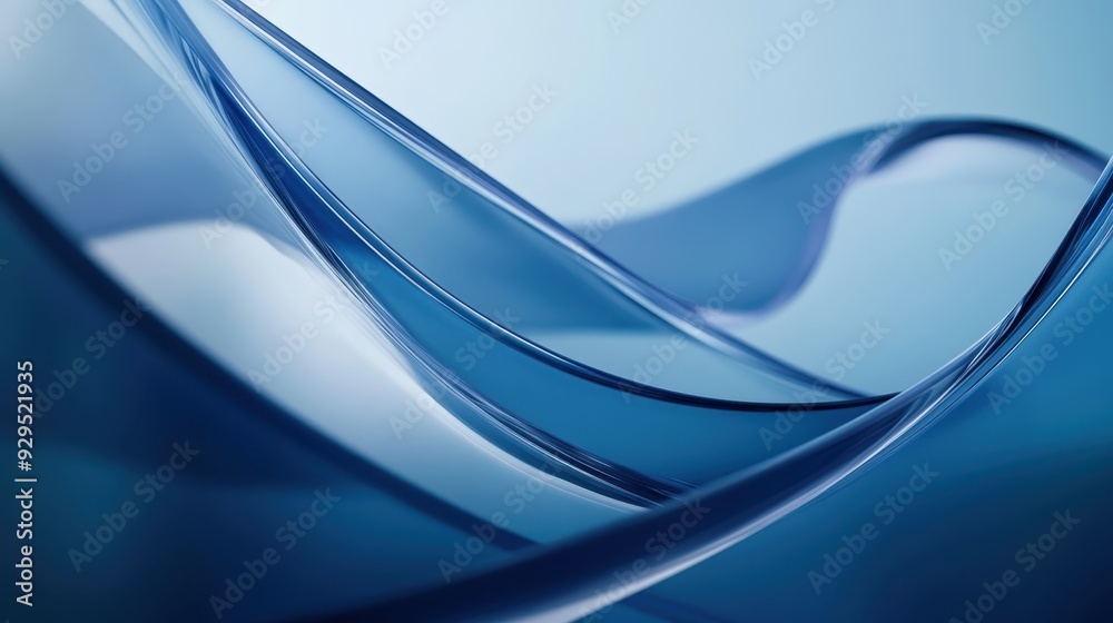 Naklejka premium Abstract blue waves create a serene and fluid visual effect.