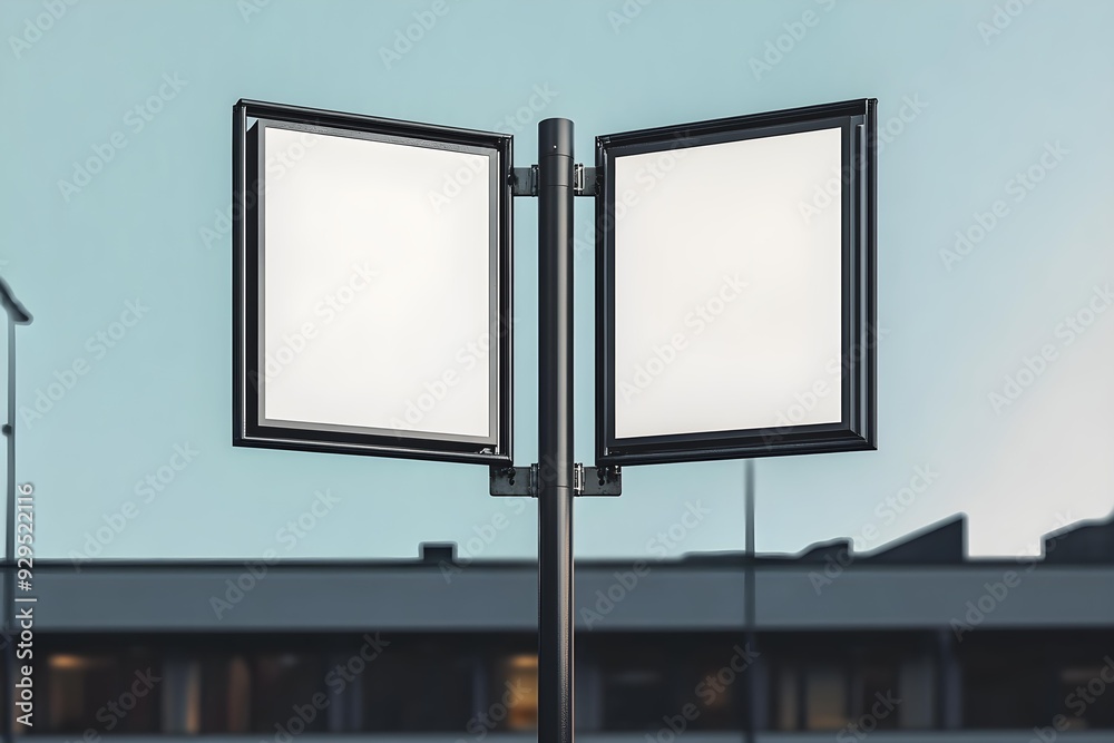 Fototapeta premium White Blank Two Billboard Pole Sign Realistic Mockup
