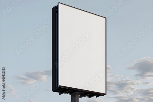 3D Render Outdoor Vertical Billboard White Blank Mockup