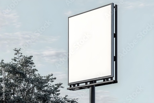 3D Render Outdoor Vertical Billboard White Blank Mockup