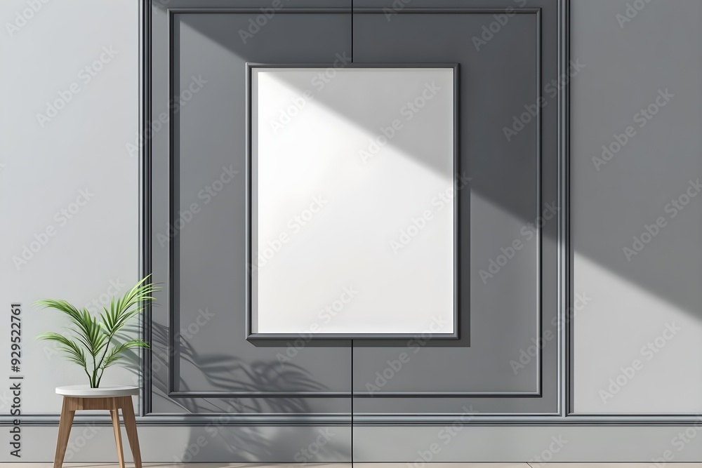 Front View Wall Poster Frame White Blank 3D Render Mockup Front View Wall Poster Frame White Blank 3D Render Mockup