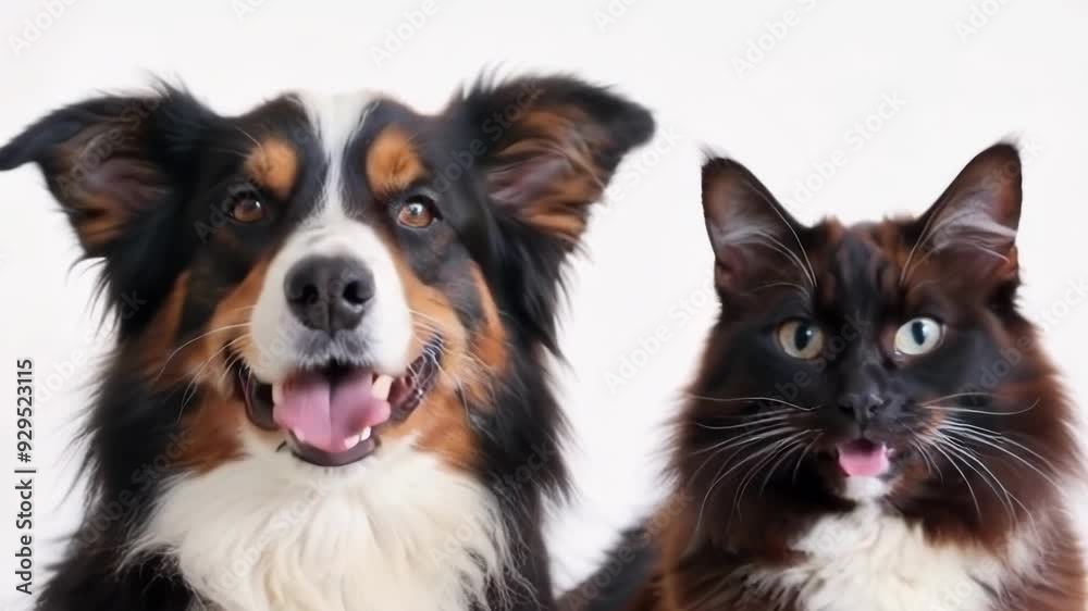 Australian Shepherd and Maine Coon Friends Australian Shepherd and Maine Coon Friends