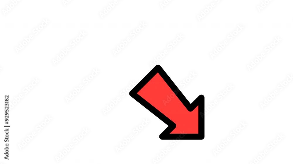 Animated down right filled line icon on transparent background, arrow ...