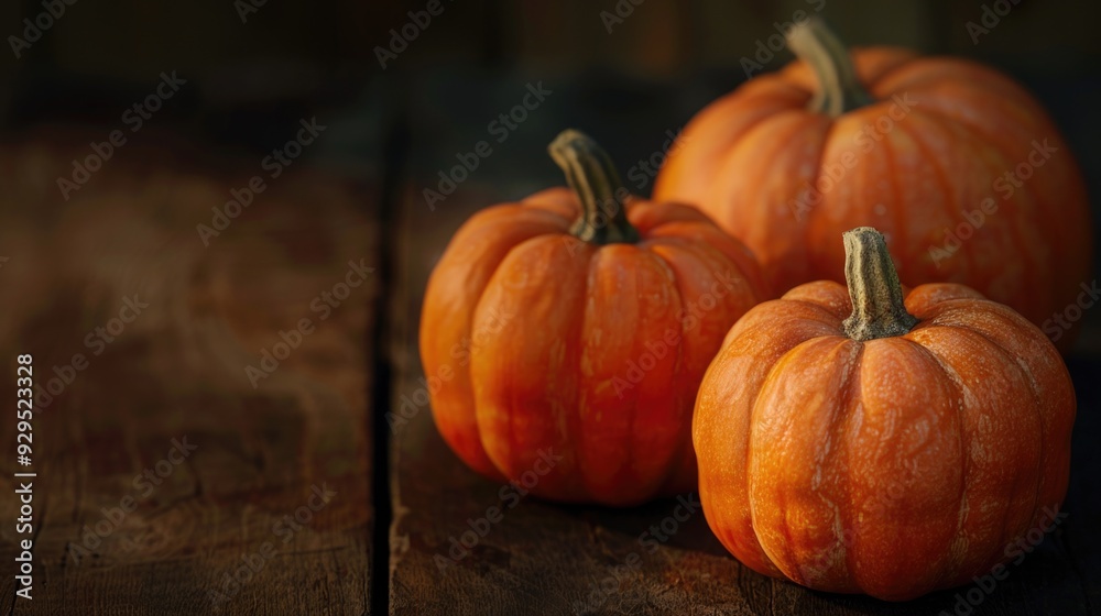 Small orange pumpkins on a wooden table Small orange pumpkins on a wooden table