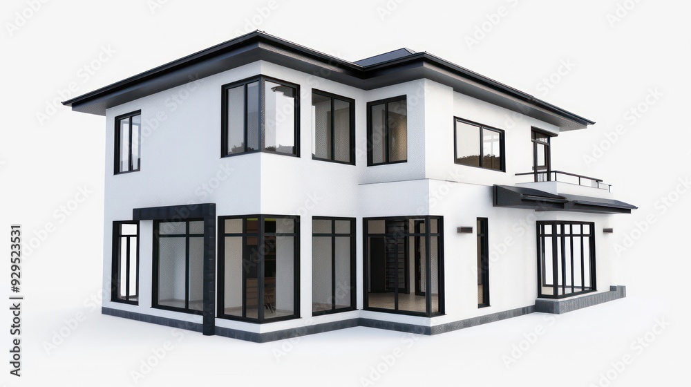 Modern Two-Story Home with Large Windows Modern Two-Story Home with Large Windows