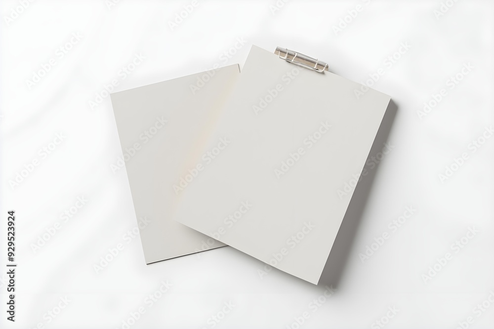 Fototapeta premium Empty paper note template of A4 format with soft shadows isolated on white background. 3d rendering