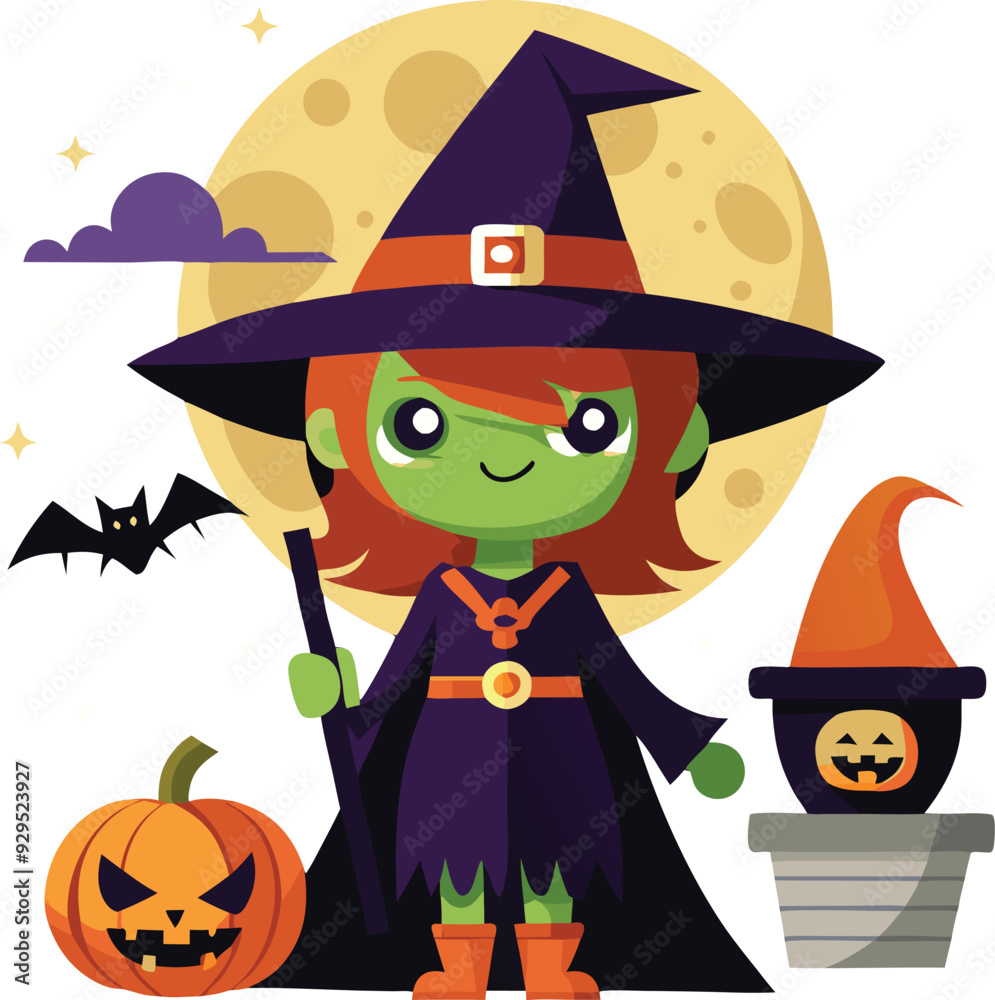 Halloween Witch Vector Cartoon Illustration for Spooky Design Festive Art And TShirt Design Halloween Witch Vector Cartoon Illustration for Spooky Design Festive Art And TShirt Design