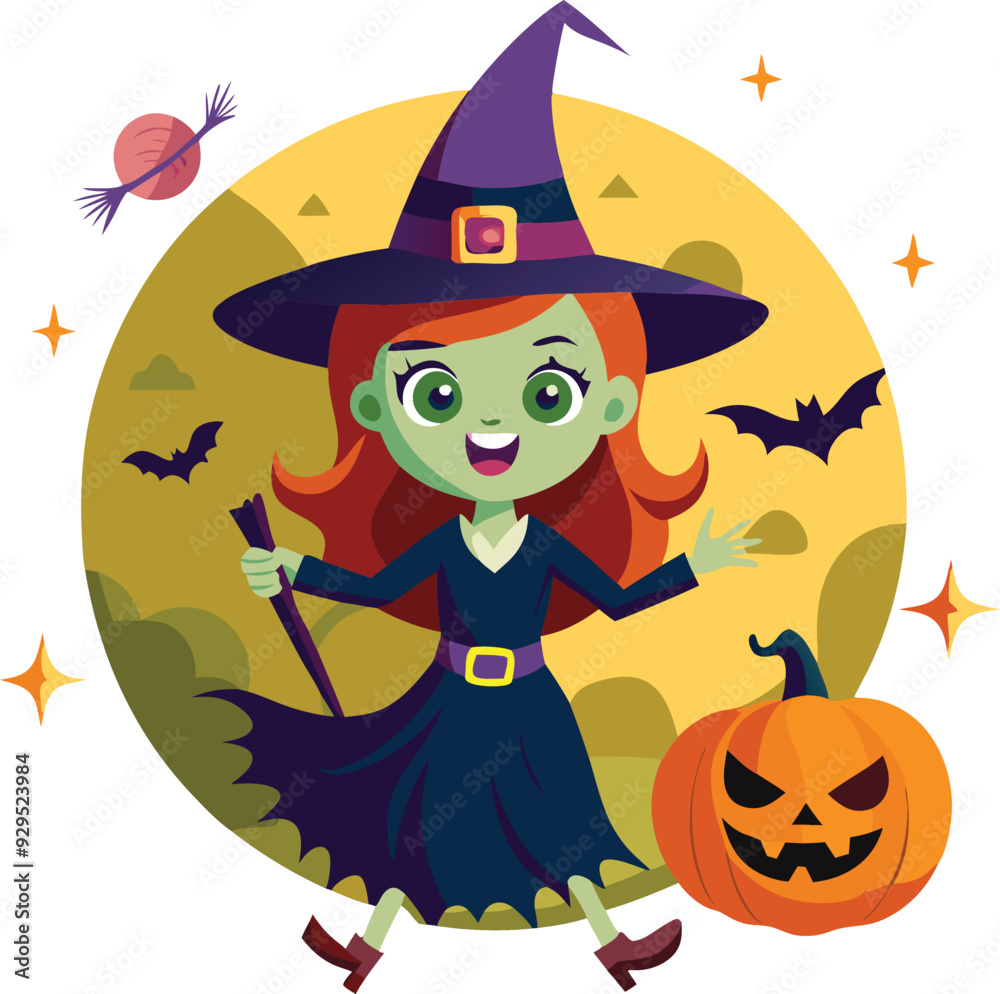 Halloween Witch Vector Cartoon Illustration for Spooky Design Festive Art And TShirt Design Halloween Witch Vector Cartoon Illustration for Spooky Design Festive Art And TShirt Design