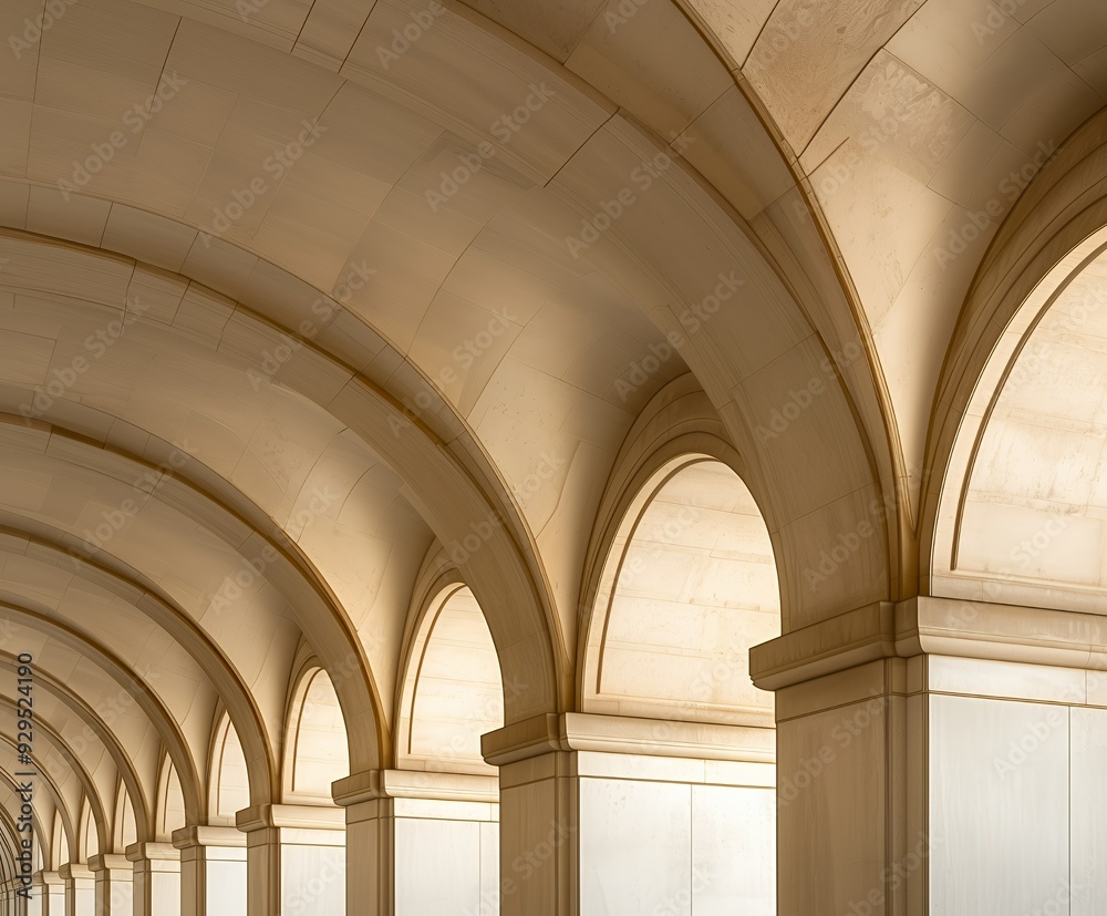 Naklejka premium A series of elegant arches in a well-lit architectural setting.